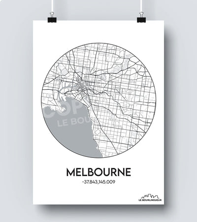 Affiche Carte Melbourne