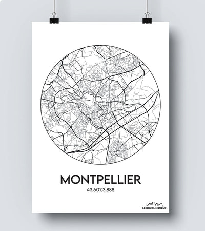 Affiche Carte Montpellier