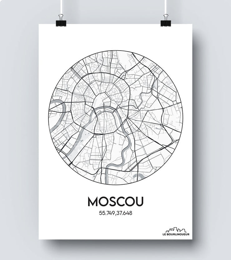 Affiche Carte Moscou