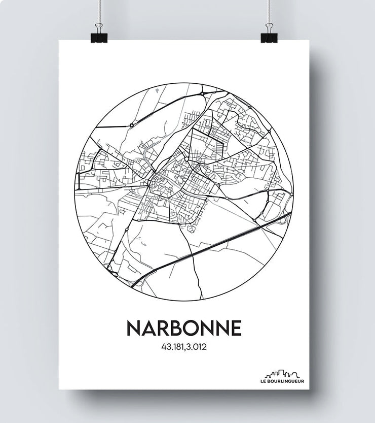 Affiche Carte Narbonne