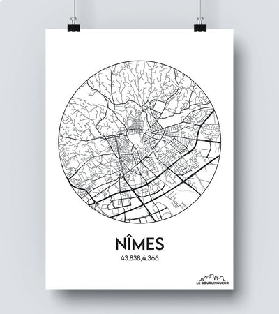 Affiche Carte Nimes