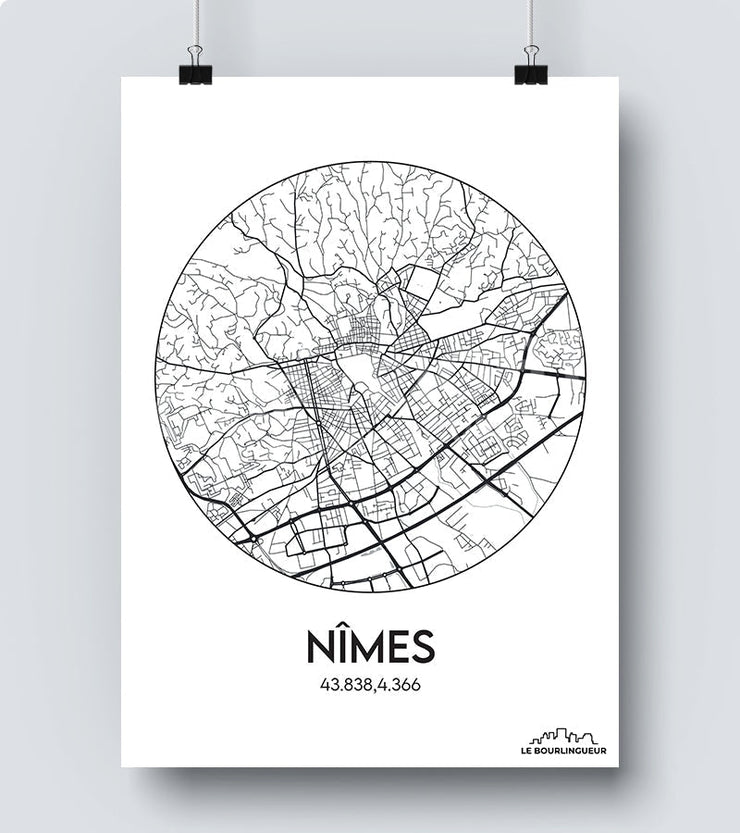 Affiche Carte Nimes