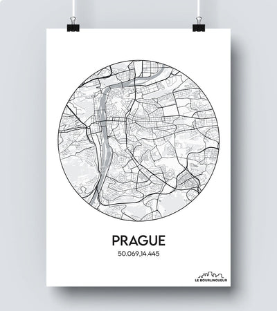 Affiche Carte Prague