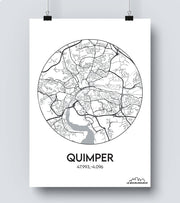 Affiche Carte Quimper