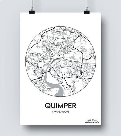 Affiche Carte Quimper