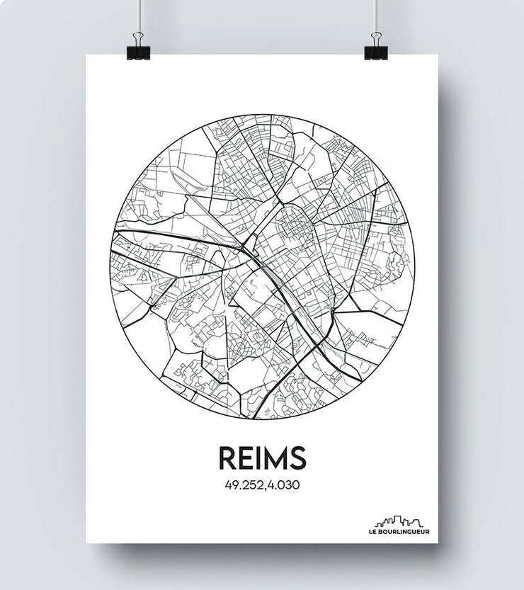 Affiche Carte Reims