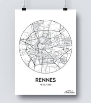 Affiche Carte Rennes