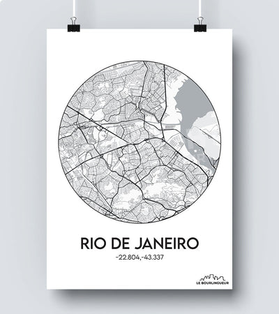 Affiche Carte Rio De Janeiro