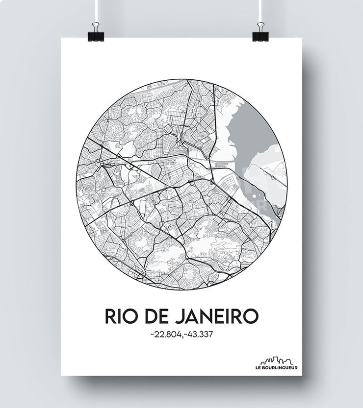 Affiche Carte Rio De Janeiro