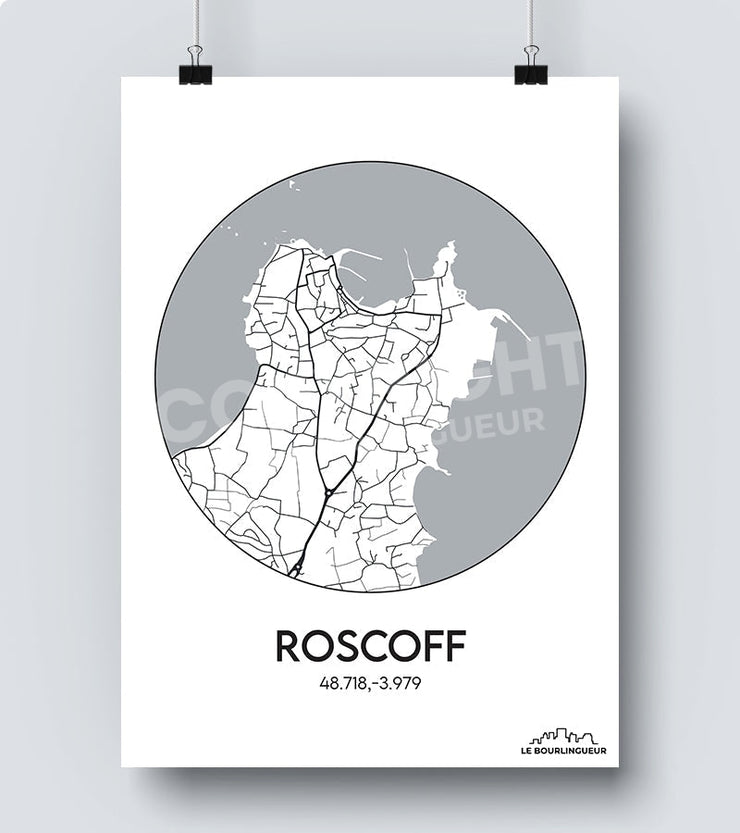 Affiche Carte Roscoff