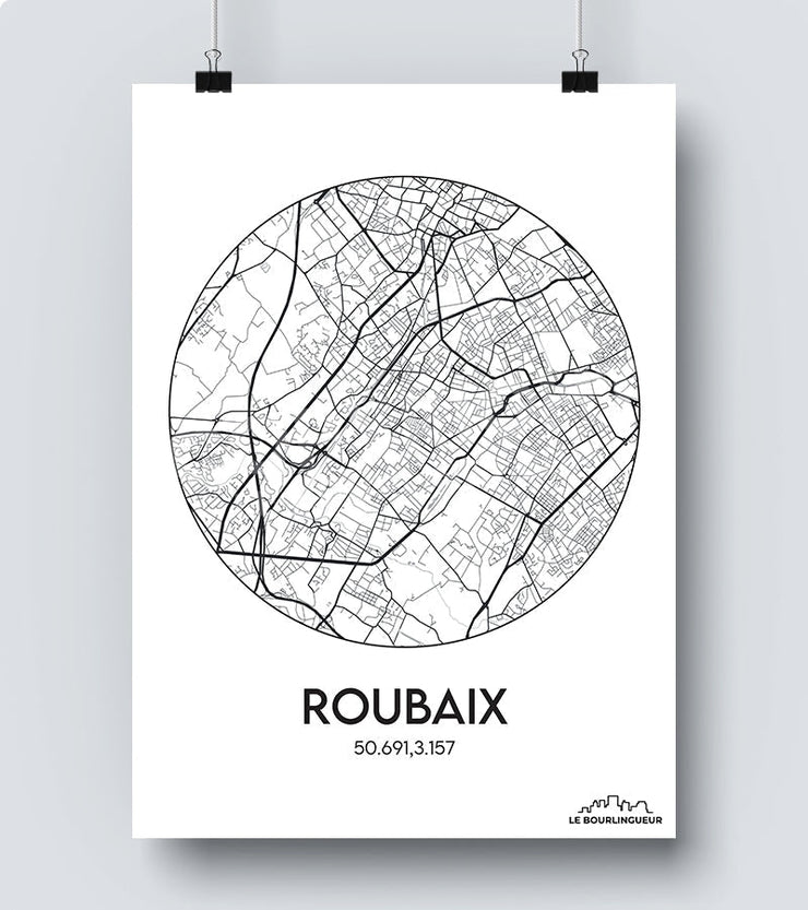 Affiche Carte Roubaix