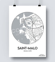 Affiche Carte Saint Malo