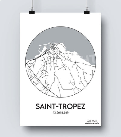 Affiche Carte Saint Tropez