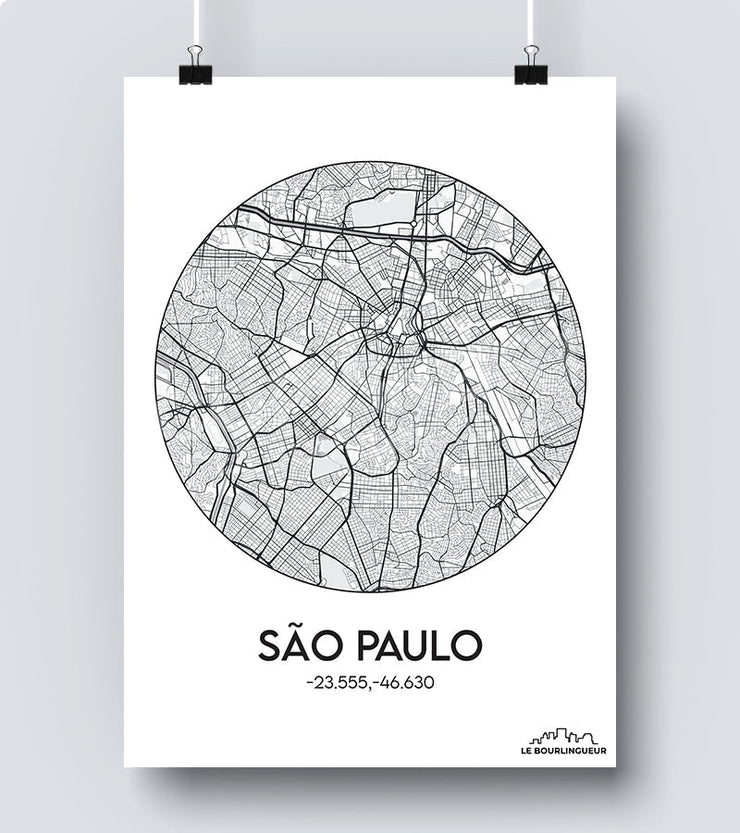 Affiche Carte Sao Paulo