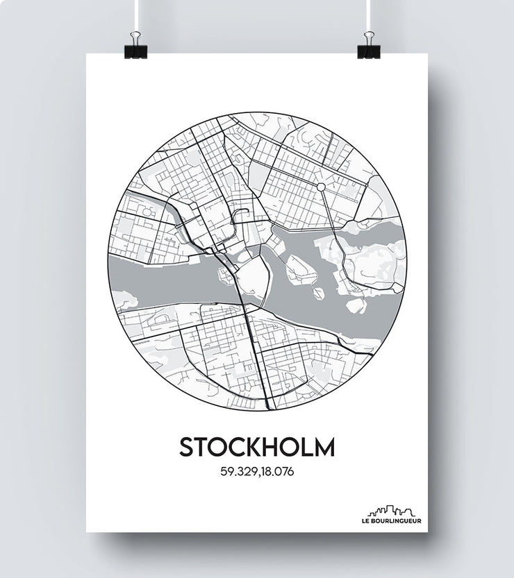 Affiche Carte Stockholm