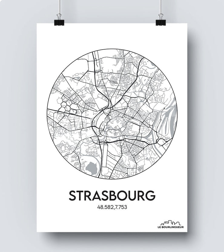 Affiche Carte Strasbourg