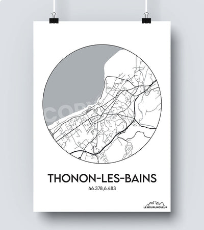 Affiche Carte Thonon les Bains