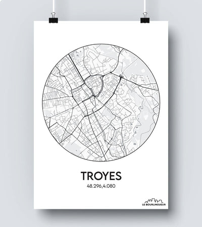 Affiche Carte Troyes