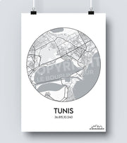 Affiche Carte Tunis