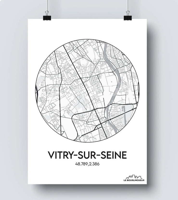 Affiche Carte Vitry sur Seine