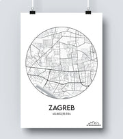Affiche Carte Zagreb