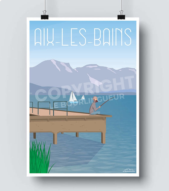 Affiche Ancienne RIVA - Aix-Les-Bains, Annecy - Affiche Bateau Vintage - Décoration Rétro - Occasion