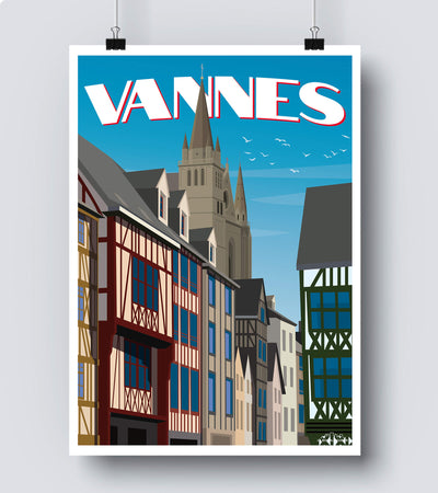 Affiche Vannes centre ville breton