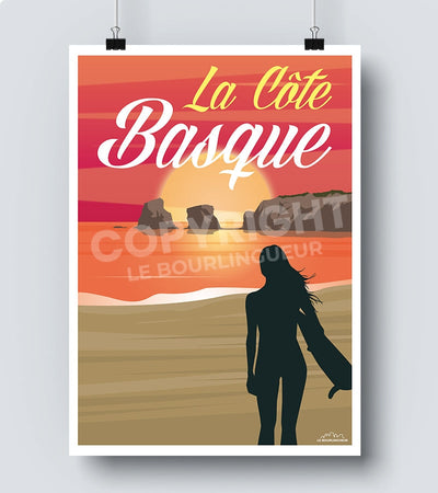 Affiche travel poster surf pays basque