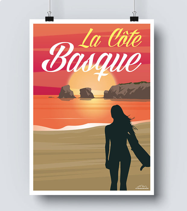 Affiche travel poster surf pays basque