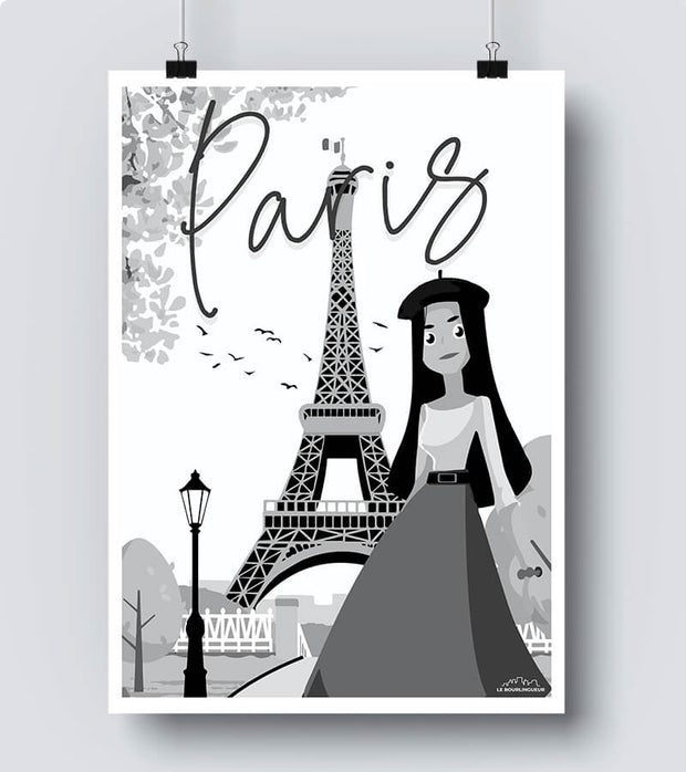 Rue de Paris Poster - Affiches en noir et blanc