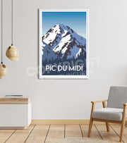poster vintage montagne Pyrenees pic du midi 