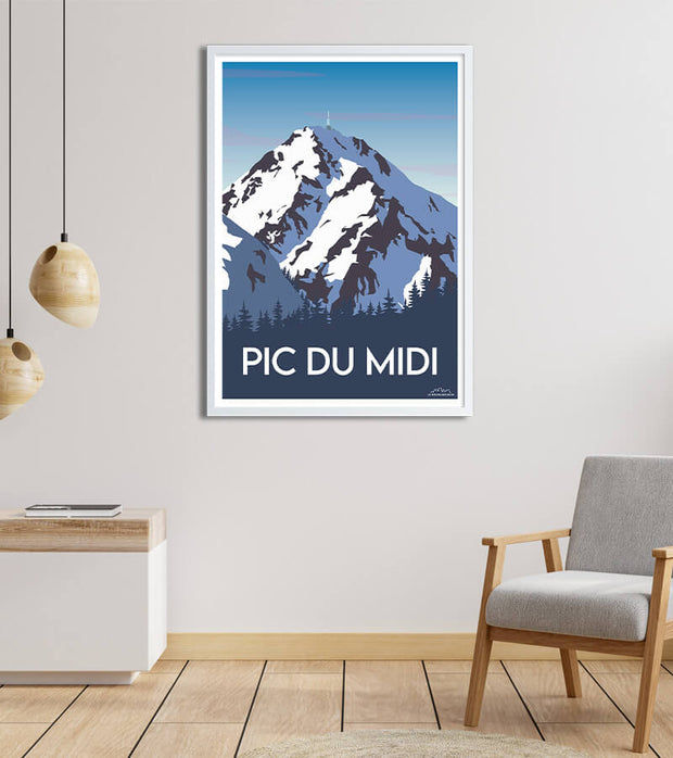 poster vintage montagne Pyrenees pic du midi 