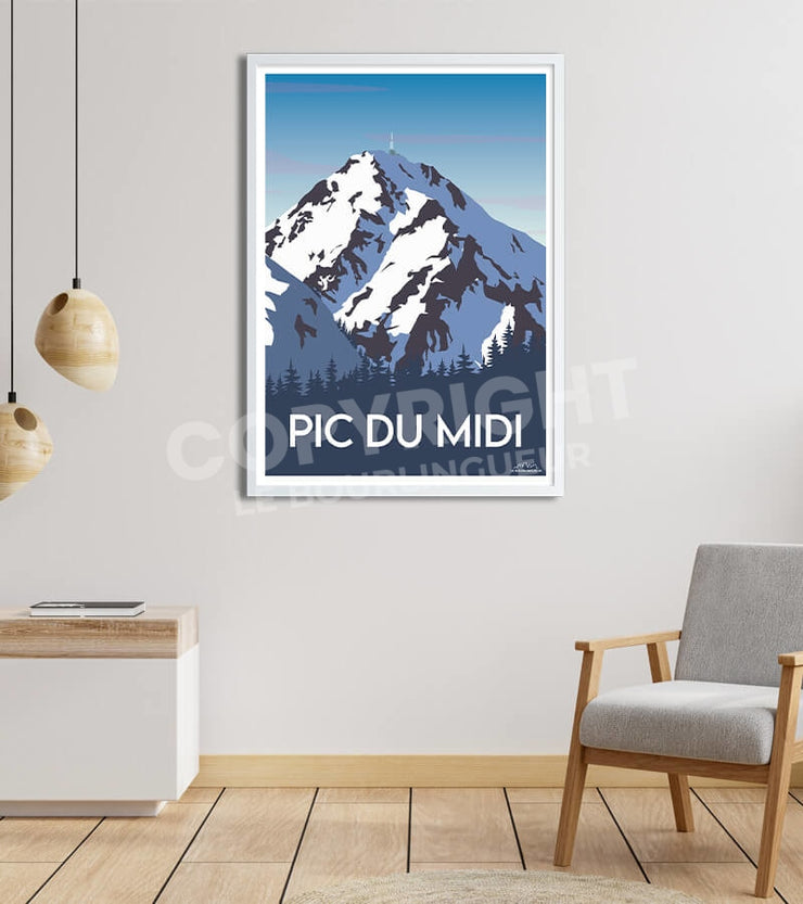 poster vintage montagne Pyrenees pic du midi 
