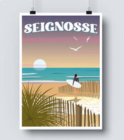 Affiche de la plage de Seignosse poster vintage