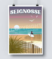 Affiche de la plage de Seignosse poster vintage