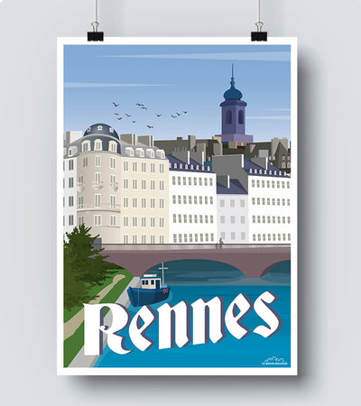 Affiche ville de rennes vintage