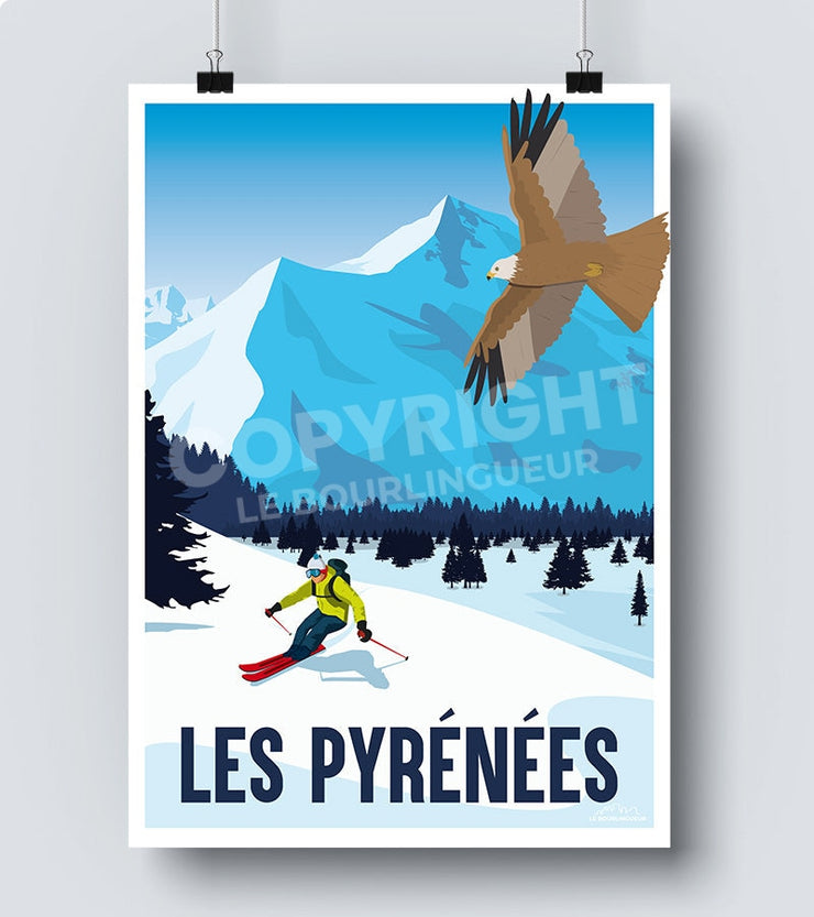 Affiche station de ski pyrénées