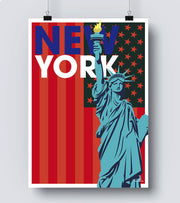 Poster vintage statue NY