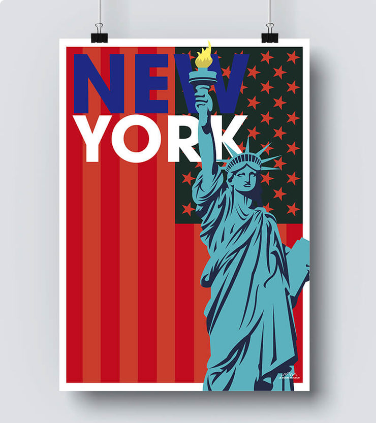 Poster vintage statue NY