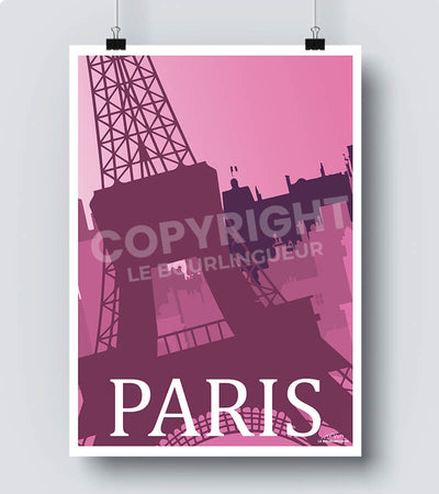 Affiche travel poster tour eiffel Paris