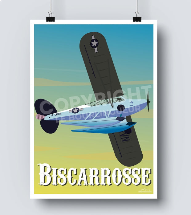 Affiche Biscarrosse avion vintage