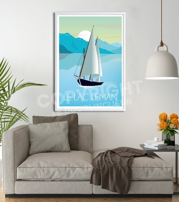 poster suisse lac leman evian