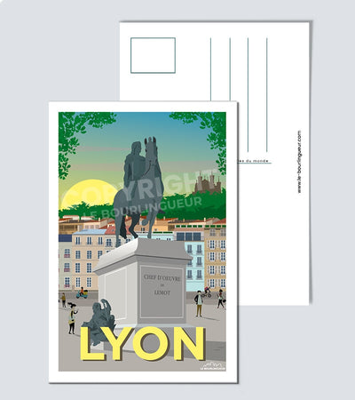 Carte Postale Lyon statue équestre louis XIV
