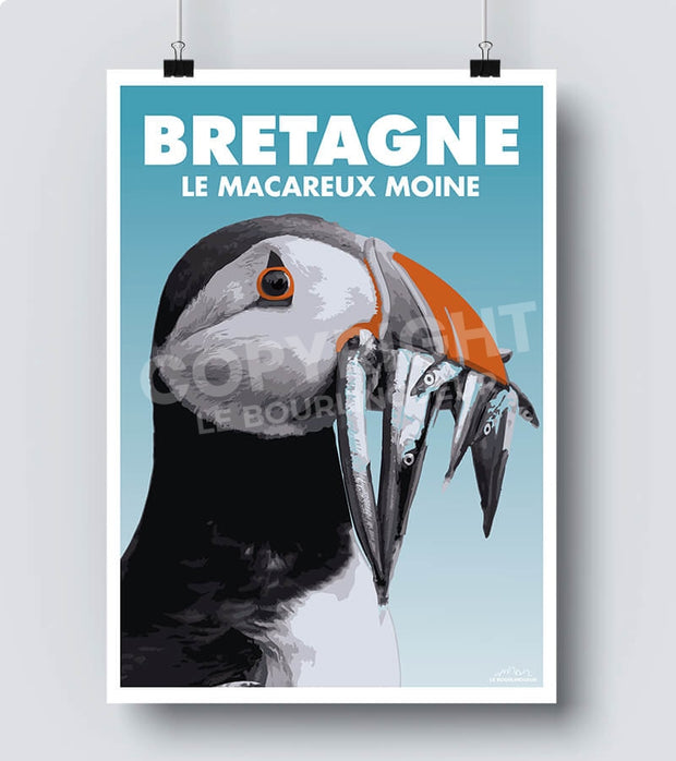Affiche Bretagne le macareux moine