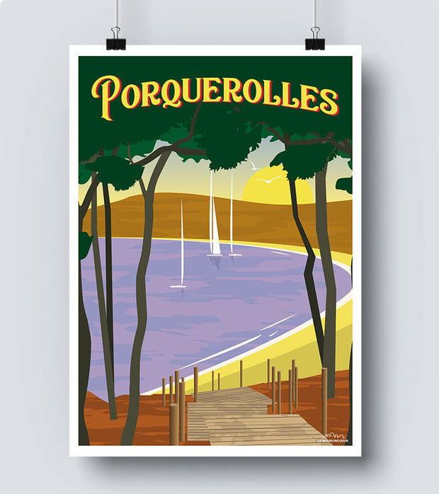 Affiche plage porquerolle