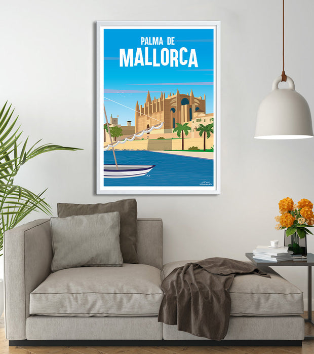 Affiche Vintage Majorque Espagne 30x45 Cm - Poster Voyage Rétro Décoration Murale Chambre Salon