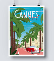 Affiche vintage cote d'azur cannes
