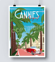 Affiche vintage cote d'azur cannes