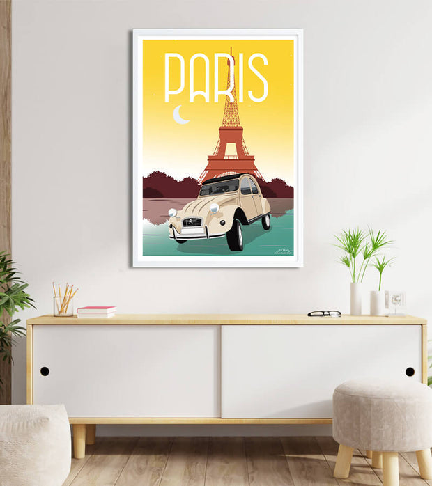 Poster vintage 2cv Paris