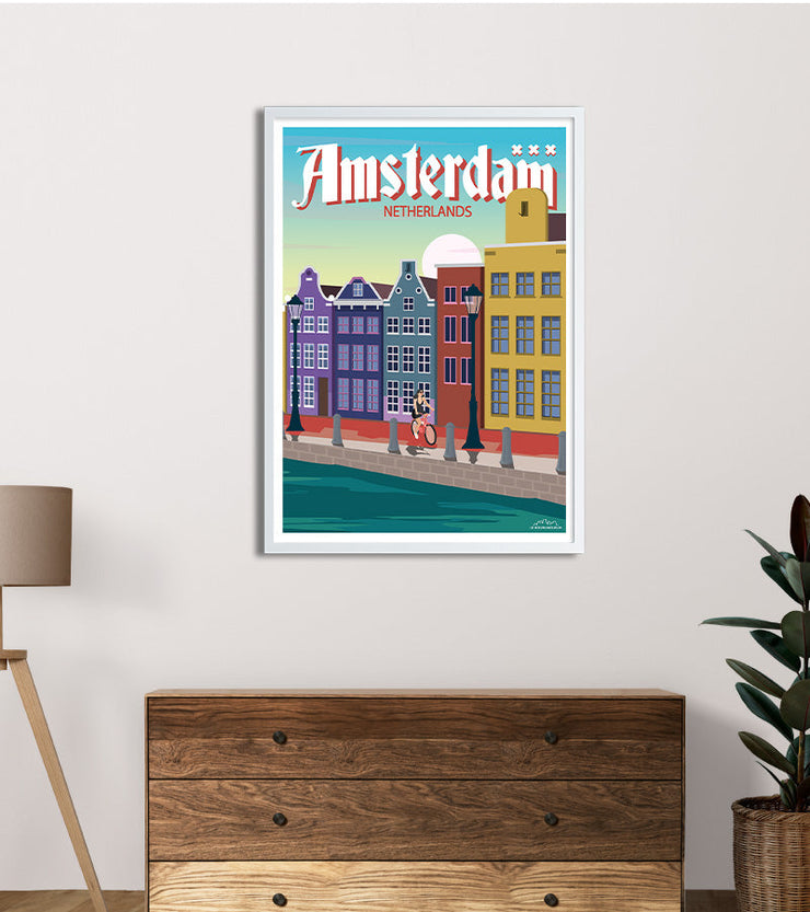 Poster « Affiche de voyage vintage d'Amsterdam », par VintageVisions Poster « Affiche de voyage vintage d'Amsterdam », par VintageVisions